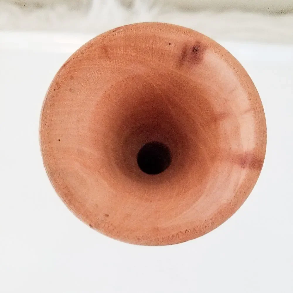 Handcrafted wooden vase burned accents